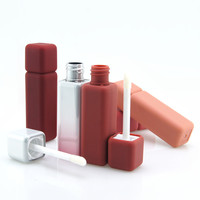Contenant de Brillant à Lèvres Vide 5 ml, Tubes de Huile à Lèvres Carrés Givrés avec Applicateur Épais pour Emballage