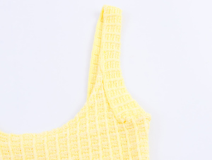 Abito Mini Canotta Casual alla Moda in Maglia con Motivo a Quadri <span class=keywords><strong>Giallo</strong></span> per Donne - Product Image 4
