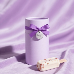 Caja Redonda Biodegradable con Logotipo Personalizado, de Grado Alimenticio, para Té, Helado, Café, Envase Cilíndrico - Product Image 1