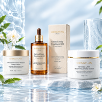 Kit de resurfaçage corporel au rétinol fermenté et AHA, traitement exfoliant pour une peau lisse, huile et crème à la céramide, fabrication sur mesure
