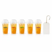Gobelet à boisson froide en plastique PET transparent avec couvercle anti-fuite et protection anti-éclaboussures
