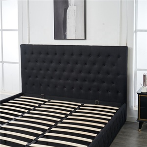 Modern Tasarım Süper King Boy Düğmeli Siyah Keten Kumaş Döşemeli Gazlı Yükseltmeli Sandıklı Karyola - Product Image 5