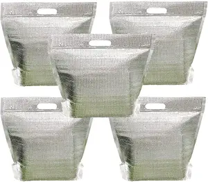Bolsa térmica de aluminio, bolsa de almacenamiento aislante plegable, revestimientos de caja aislados