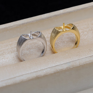 แหวนเงินแท้ S925 แบบเปิดปรับขนาดได้ รุ่น Wenchi ผิวขัดหยาบ ขนาด 14-16 นิ้ว รุ่น J16729 พร้อมอุปกรณ์ตกแต่งมุก สำหรับงานเครื่องประดับ - Product Image 2