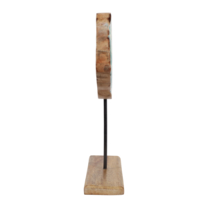 Scultura di pesce in legno su base per decorazioni domestiche, accento costiero, in legno di mango - Product Image 3