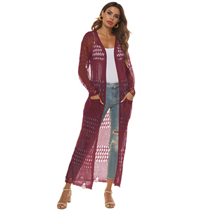 Custom Latest Design Ladies Long Casual Beach <strong>Maxi</strong> Kimono <strong>Cardigan</strong> With Pockets Cover up - Product Image 3