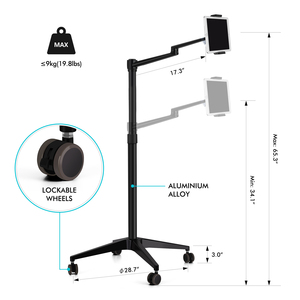 حامل أرضي لمعدات البث المباشر المنقولة 5 في 1 ، ميكروفون LED 10 بوصة مع ميكروفون مثبت لكاميرا الكمبيوتر اللوحي المحمول - Product Image 5