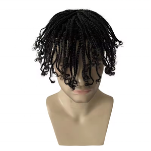 Peluca de <span class=keywords><strong>Cabello</strong></span> Humano <span class=keywords><strong>para</strong></span> <span class=keywords><strong>Hombres</strong></span> Negros con <span class=keywords><strong>Trenzas</strong></span> de Ganchillo, Mono Toupee con Encaje Plegado <span class=keywords><strong>en</strong></span> la Parte Delantera, Prótesis Capilar India - Product Image 4