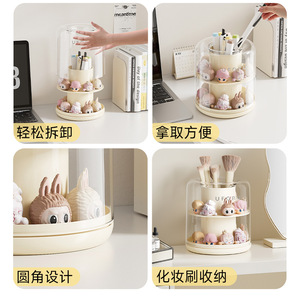 ที่ใส่ปากกาพลาสติกแบบหมุนได้พร้อมกล่องเก็บของแบบมีฝาปิดสำหรับจัดระเบียบโต๊ะสำหรับนักเรียน - Product Image 2