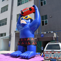Modèle de gorille bleu gonflable géant avec accessoire de voiture - Figurine gonflable publicitaire personnalisée pour les promotions de vente automobile