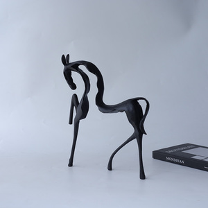 Style chinois abstrait ameublement salon porche armoire meuble TV bureau étagère fonte cheval <span class=keywords><strong>sculpture</strong></span> - Product Image 6
