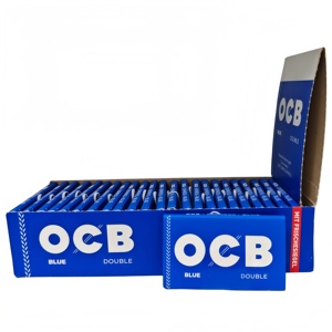 Papiers à rouler OCB Blue Double, fibres végétales naturelles, sans colorants, sans chlore, combustion lente et uniforme, 100 feuilles/carnet, 25 carnets/boîte - Product Image 6