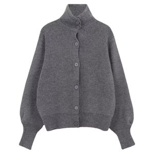 <span class=keywords><strong>Cardigan</strong></span> in Maglia a Collo Alto con Bottoni, <span class=keywords><strong>Grigio</strong></span>, Essenziale per l'Inverno, Tinta Unita, Giacca Lavorata a Maglia, Maglione da <span class=keywords><strong>Donna</strong></span> a Maniche Lunghe, <span class=keywords><strong>Cardigan</strong></span> Ampio - Product Image 2