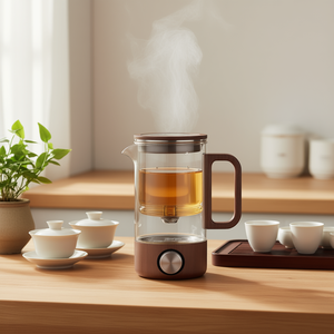 Théière en verre résistant à la chaleur Bonston 16,9 oz avec couvercle et poignée, design minimaliste pour la préparation du thé - Product Image 2