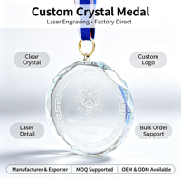 Plaque suspendue en cristal octogonal gravée sur mesure, médaille en cristal pour récompense ou souvenir, vente chaude