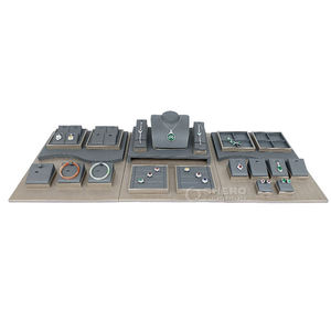 <b>Custom</b> Luxury Gray Microfiber Jewelry Showcase Set for Earrings Display <b>Ring</b> Necklace Jewelry Display Racks - Product Image 4