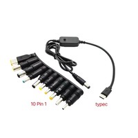 Cable de Carga Rápida con Voltajes Ajustables de 5V 9V 12V 15V 20V para Router, Laptop, USB C a 5.5x2.1mm, Cables Adaptadores de Corriente