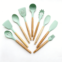 Accessoires de cuisine Outils de cuisine 12 pièces Ensemble d'ustensiles de cuisine en silicone de qualité alimentaire avec manche en bois