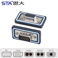 Conector IP67 a prueba de agua DB9 15H 2W2 5W1 macho hembra RS232/485 receptáculo de soldadura de PCB recto/en ángulo