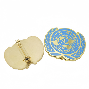 Épinglette en émail dur avec logo bleu des Nations Unies, emblème du drapeau de l'ONU, <span class=keywords><strong>broche</strong></span> dorée pour sac et manteau - Product Image 2
