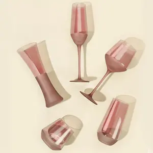 Gift Vintage European creative simple family crystal glass frosted wine glass set champagne flute juice cup