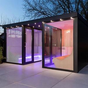 Cabaña de spa prefabricada de madera <span class=keywords><strong>Sauna</strong></span> de lujo al aire libre y casa de bañera de hidromasaje Jardín moderno Relajación Pod Retiro de bienestar resistente a la intemperie - Product Image 5