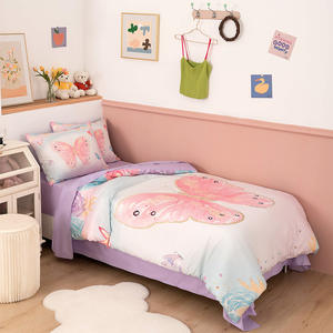 Nouveau produit ensemble de literie impression numérique or rose <span class=keywords><strong>papillon</strong></span> housse de <span class=keywords><strong>couette</strong></span> trois pièces ensemble de literie pour enfants avec personnages de dessins animés - Product Image 4