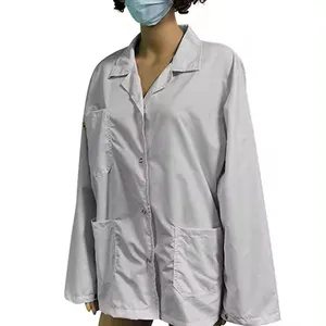 ALLESD Golden Supplier 4mm Grid Design Polyester+Cotton Dust Free Clean Room Uniform ESD Smock Gown