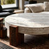 Italienischer Minimalistischer Wabi-Sabi Stil Hochwertiger Beweglicher Couchtisch aus Walnussholz für Wohnzimmermöbel