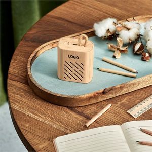 Custom Logo Gift Mini Bamboo 3W Powered Music Player Wireless Portable Bluetooths BT Speaker