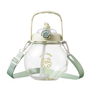 Cute Big Belly Children's Outdoor Drinking Glass Submarine Straw With Handle Sport Cup <b>Water</b> <b>Bottle</b> - Product Image 1