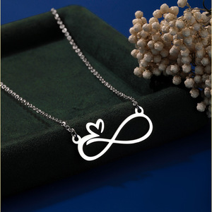 Nuovo Design Collana Minimalista in Acciaio Inossidabile, Creativa con Ciondolo a Forma di Numero 8 e Simbolo Infinito a <span class=keywords><strong>Cuore</strong></span>, per Uso Quotidiano - Product Image 4