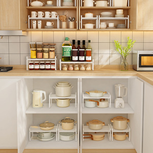 Étagère de rangement télescopique en métal à un seul niveau pour armoire, organisateur de bouteilles d'épices et d'assaisonnements, étagère de comptoir pour appareils - Product Image 3