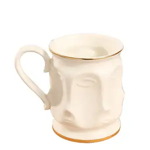 新品个性金色装饰陶瓷面白杯家用办公杯