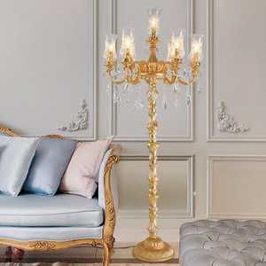 Modern Brass Floor Lamp Crystal Droplets Bell <b>Glass</b> <b>Shades</b> E26 Base LED Warm White <b>Light</b> Dimmable High CRI 90 Residential - Product Image 4