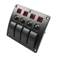 Panel de Interruptores LED Rojos de 4 Posiciones Precableado con Protección Contra Sobrecarga para Embarcaciones, RV y ATV, Precio de Fábrica