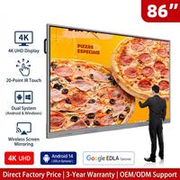 Fabrieks prijs 86 inch interactief plat digitaal whiteboard AI smartboard voor onderwijs