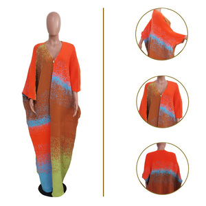 เสื้อคลุมคาร์ดิแกนไหมพรมแบบไล่สีสำหรับผู้หญิง ทรงโอเวอร์ไซส์ แขนทรงปีกค้างคาว เปิดด้านหน้า ยาวคลุมสะโพก แฟชั่น - Product Image 4