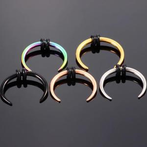 C forme corne <span class=keywords><strong>de</strong></span> buffle <span class=keywords><strong>nez</strong></span> Piercing acier inoxydable pince Septum anneau Punk Rock civière extenseur 8/10mm Piercing bijoux - Product Image 1