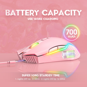 Ratón Inalámbrico para Juegos <span class=keywords><strong>ONIKUMA</strong></span> <span class=keywords><strong>CW905</strong></span> Rosa, Muestra Gratis, Ajustable, 7 Colores RGB, 6400DPI, Resistente al Agua - Product Image 4