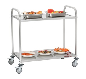 Chariot de salle à manger de cuisine à 2 niveaux en acier inoxydable SS201 pour hôtels restaurants prix de gros d'usine pour servir le transfert de nourriture - Product Image 3