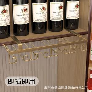 ชั้นวางแก้วไวน์ทองแดงทรงสี่เหลี่ยมแบบแขวนกลับหัว ที่วางแก้วแบบมีก้าน สำหรับงานปาร์ตี้ เหล็กดัด สไตล์จีนใหม่ - Product Image 2