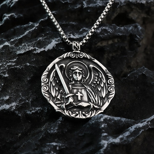 Colgante de acero inoxidable para hombre, collar con alas de ángel de San Miguel, regalo, joyería de moda - Product Image 2