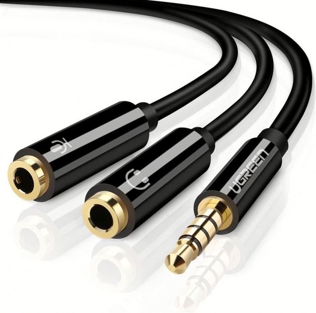 UGREEN Headphone Splitter 3.5mm 4 Pole TRRS Audio Splitter Mic Y Headset Splitter Stereo Separate Jack
