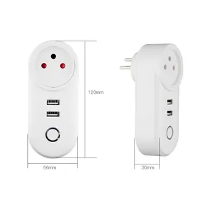 Tomada inteligente 10a com 2 portas usb, soquete alexa, zigbee soquete com controle remoto e controle de voz e temporizador e hub zigbee necessária