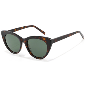 Lunettes de soleil œil de chat pour femmes, monture tortue à bord complet, verres verts, protection UV400, protection solaire pour adultes - Product Image 6