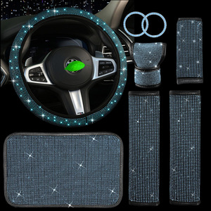 12 Uds. De accesorios ostentosos <span class=keywords><strong>para</strong></span> Interior de coche, funda Universal <span class=keywords><strong>para</strong></span> <span class=keywords><strong>volante</strong></span> de coche, soporte de teléfono de plástico, visera, funda de tejido, cinturón de seguridad Pa - Product Image 2