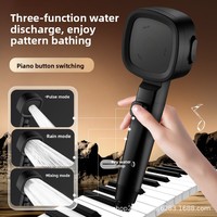 Ensemble de douchette à main en ABS chromé haute pression moderne avec logo personnalisé, pomme de douche à effet pluie, pour salle de sport, salle de bain, hôtel, toilettes