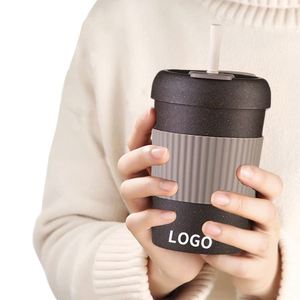 Promotion Coffee Grounds Eco Friendly Custom Logo <b>Reusable</b> Tumbler <b>Cup</b> With Lid - Product Image 2