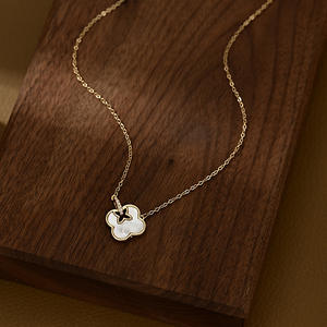 उच्च अंत महिलाओं की सुरुचिपूर्ण क्लैविकल श्रृंखला हार असली सोने इलेक्ट्रोप्लेटेड सूक्ष्म-पेल्ड जिरकॉन प्राकृतिक खोल चार पत्ती - Product Image 6